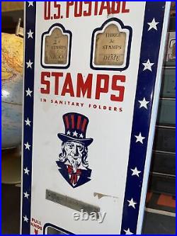 Porcelain Antique Postage Stamp Machine Vend Post Office Vintage Postal Service