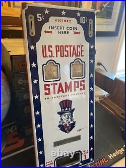 Porcelain Antique Postage Stamp Machine Vend Post Office Vintage Postal Service