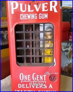 Pulver Too Choos Gum Machine Short-Case Red 1920's Vintage Yellow Kid Rare