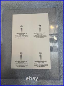 RARE VINTAGE 1999 UNCUT Pokemon VENDING machine Front Window Display Sheet WOW