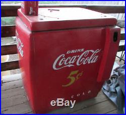 RARE VTG Genuine Coke Coca Cola Machine All Original WORKS, 5 Cent bottles