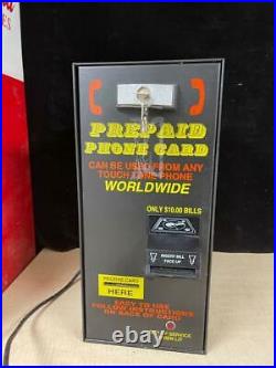 RARE VTG PREPAID WORLDWIDE PHONE CARD VENDING MACHINE WORKS WithKEYS