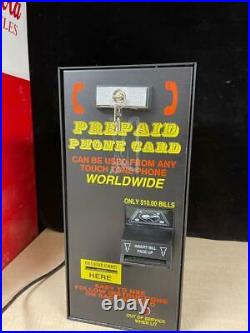 RARE VTG PREPAID WORLDWIDE PHONE CARD VENDING MACHINE WORKS WithKEYS