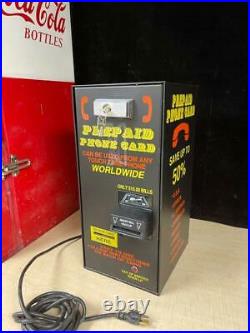 RARE VTG PREPAID WORLDWIDE PHONE CARD VENDING MACHINE WORKS WithKEYS