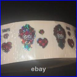 RARE Vintage 80's / 90's Clown HEARTS Prism Vending Machine Stickers 500 Ct Roll