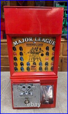 RARE Vintage MLB Baseball Caps Vending Machine with Hats Cap Keychains in Capsules
