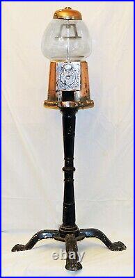 RARE Vtg 1985 Carousel Gumball Machine Bronze Color Metal with Stand Retro Decor