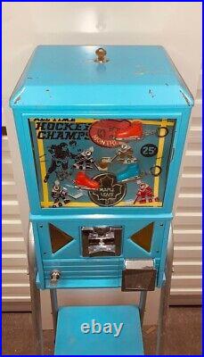 Rare 1970's Hockey Vending Machine 25¢ Capsule Vintage NHL Gumball Crests Skates