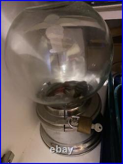 Rare 1 CENT GUMBALL MACHINE Vintage Old Store Ford Gum with Glass Globe Decal