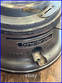 Rare Antique Ford Penny 1 Cent Gumball Vend Machine WWII Era Vintage Collectible