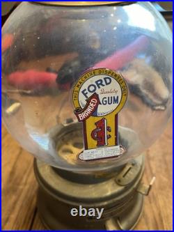 Rare Antique Ford Penny 1 Cent Gumball Vend Machine WWII Era Vintage Collectible