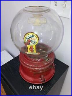 Rare Antique Red Ford Penny 1 Cent Gumball Machine 1930s Vintage Collectible Wow