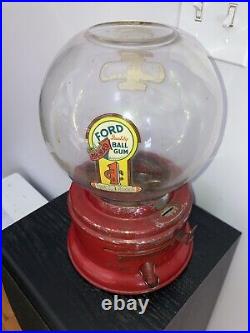 Rare Antique Red Ford Penny 1 Cent Gumball Machine 1930s Vintage Collectible Wow
