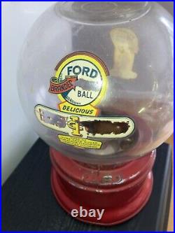 Rare Antique Red Ford Penny 1 Cent Gumball Machine 1930s Vintage Collectible Wow