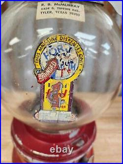 Rare FORD RED 1 CENT FORD GUMBALL MACHINE Vintage Old Store Gum with Glass Globe