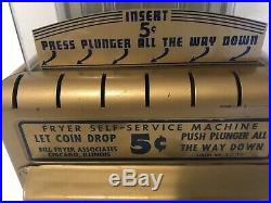 Rare Vintage Bill Fryer 5 Cent Gum Candy Coin-op Vending Machine Self Service