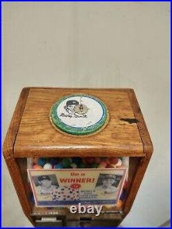 Rare Vintage Mantle/Musial Front Penny Gumball Machine with Chrome Metal Stand
