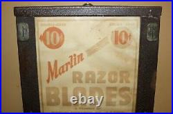 Rare Vintage Marlin Firearms 10c Shaving Razor Blades Vending Machine WithKey