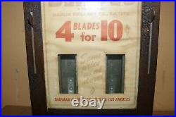Rare Vintage Marlin Firearms 10c Shaving Razor Blades Vending Machine WithKey