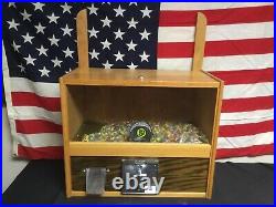 Rare Vintage Victor Vendorama vending machine Gumball oak wood Huge size! 1950s