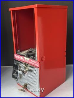 Restored Vintage Toy N' Joy 931 Red Jumbo Bubble Gum Machine. 5 Cent Nickel