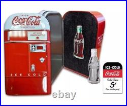 SALE Vintage Coca-Cola Bottle Shaped 1 oz Colorized Silver Vending Machine Tin