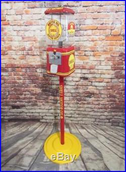 Shell Motor oil vintage Acorn glass globe gumball machine + stand man cave bar