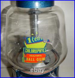 Silver King 1 Cent Gumball Machine Excellent Vintage Chlorophyll Gum