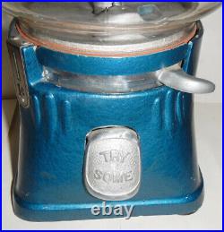 Silver King 1 Cent Gumball Machine Excellent Vintage Chlorophyll Gum