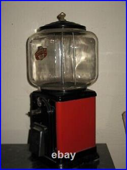 Topper One Cent Gumball Machine Square Case Globe Working WithKey Vintage 1950s #1