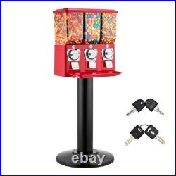 Triple Candy Vending Machine with Stand Gumball Dispenser Cash Box Vintage