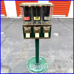 Triple Gumball Machine Vintage 25 Cent Bulk Vending Machine Candy Dispenser