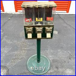 Triple Gumball Machine Vintage 25 Cent Bulk Vending Machine Candy Dispenser