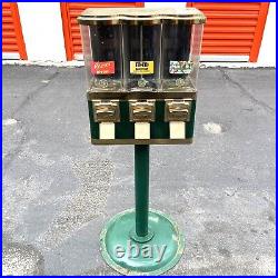 Triple Gumball Machine Vintage 25 Cent Bulk Vending Machine Candy Dispenser