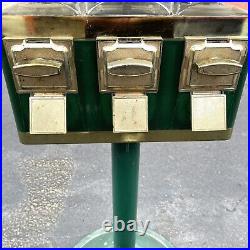 Triple Gumball Machine Vintage 25 Cent Bulk Vending Machine Candy Dispenser