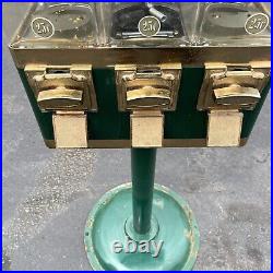 Triple Gumball Machine Vintage 25 Cent Bulk Vending Machine Candy Dispenser