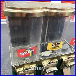Triple Gumball Machine Vintage 25 Cent Bulk Vending Machine Candy Dispenser