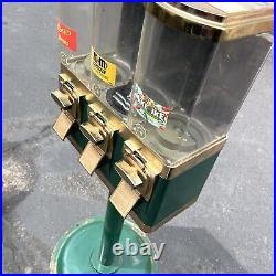 Triple Gumball Machine Vintage 25 Cent Bulk Vending Machine Candy Dispenser