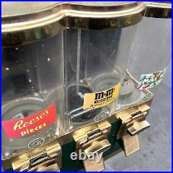 Triple Gumball Machine Vintage 25 Cent Bulk Vending Machine Candy Dispenser