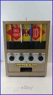 Unbelievable Condition Vintage Select-a-pen Vending Machine 10 Cent Coin Op Key