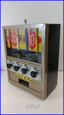 Unbelievable Condition Vintage Select-a-pen Vending Machine 10 Cent Coin Op Key