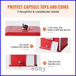 VEVOR 21H Gumball Machine Vending Coin Bank Vintage Gumballs Dispenser PS Red