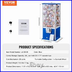 VEVOR 25H Gumball Machine Vending Coin Bank Vintage Gumballs Dispenser PS Bule