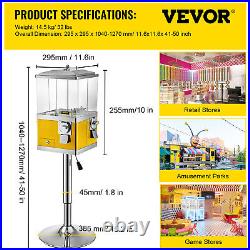 VEVOR Gumball Machine Vintage Candy Dispenser Iron Stand 41-50 Tall Yellow