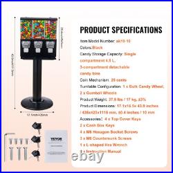 VEVOR Gumball Machine with Stand Vending Coin Bank Vintage Candy Dispenser Black VEVOR Gumball Machine with Stand Vending Coin Bank Vintage Candy Dispenser Black