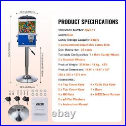 VEVOR Gumball Machine with Stand Vending Coin Bank Vintage Candy Dispenser Bule VEVOR Gumball Machine with Stand Vending Coin Bank Vintage Candy Dispenser Bule