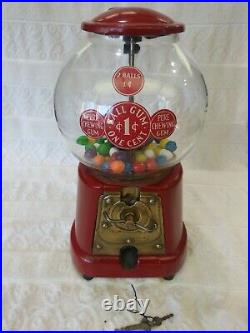 VINTAGE 1920's ADVANCE MODEL D 2 BALLS 1 PENNY GUMBALL MACHINE COIN OP VENDING