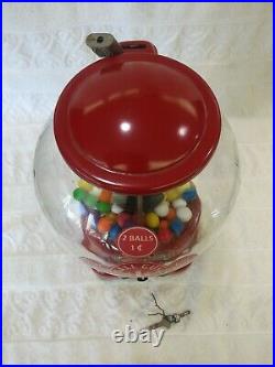 VINTAGE 1920's ADVANCE MODEL D 2 BALLS 1 PENNY GUMBALL MACHINE COIN OP VENDING