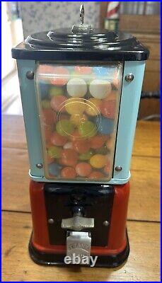 VINTAGE 1940's VICTOR TOPPER 1 CENT DELUXE WINDOW GUMBALL MACHINE WithKEY