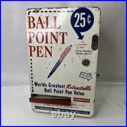 VINTAGE 1950'S BALL POINT PEN COIN OPERATED. 25 CENT VENDING MACHINE Working